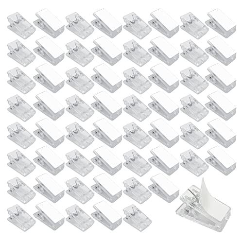 CLVPAI 60 Stück Klebrige Federclips,Kunststoff Klebeklammern,Selbstklebende Wandclips,Foto Clips,für Zuhause Büro Fotoposter(Einseitig klebend) von CLVPAI