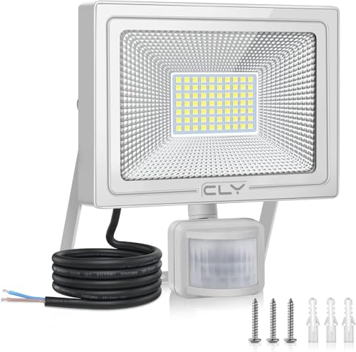 CLY 60W LED Strahler mit Bewegungsmelder Außen 5200LM Super Hell 6500K Kaltweiß LED Fluter IP66 Wasserdicht Außenstrahler Helligkeit Einstellbar Scheinwerfer für Garten Garage Hof Sportplatz Hinterhof von CLY