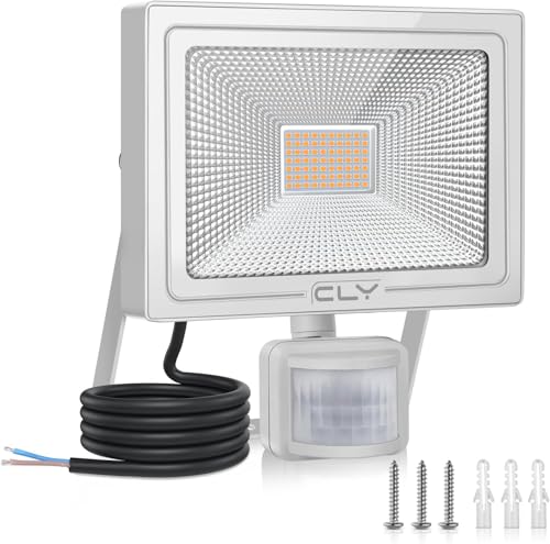 CLY LED Strahler mit Bewegungsmelder Außen 50W 4700LM Super Hell 2700K Warm Weiß LED Fluter IP66 Wasserdicht Außenstrahler Helligkeit Einstellbar Scheinwerfer für Garten Garage Hof Hinterhof von CLY