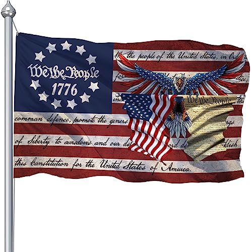 Einzigartige amerikanische Adler-Flagge für den Außenbereich mit Messingösen, rustikaler Weißkopfseeadler mit Amerika-Flagge, doppelt bedruckt, patriotische US-Militärflaggen, Banner mit UV-beständig Einzigartige amerikanische Adler-Flagge für den Außenbereich mit Messingösen, rustikaler Weißkopfseeadler mit Amerika-Flagge, doppelt bedruckt, patriotische US-Militärflaggen, Banner mit UV-beständig von CLYTTE