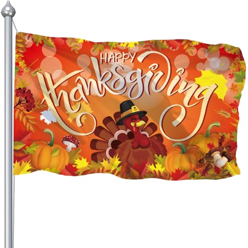 Thanksgiving-Flagge, 7,6 x 12,7 cm, große Flaggen für den Außenbereich, doppelt bedruckt, 90 x 150 cm, Türkei-Kürbis-Flagge, Ernte, Herbst, Gartenbanner Thanksgiving-Flagge, 7,6 x 12,7 cm, große Flaggen für den Außenbereich, doppelt bedruckt, 90 x 150 cm, Türkei-Kürbis-Flagge, Ernte, Herbst, Gartenbanner von CLYTTE