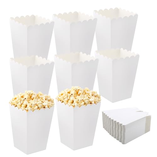 CLZEPHYR 50 Stück Popcorn-Boxen, Klein Tüten Candy Bar Box Popcorn Container Popcorntüten Candy Container Wird um Snacks Popcorn und Süßigkeiten in Theatern Kinos und Karneval zu Platzieren (Weiß) von CLZEPHYR