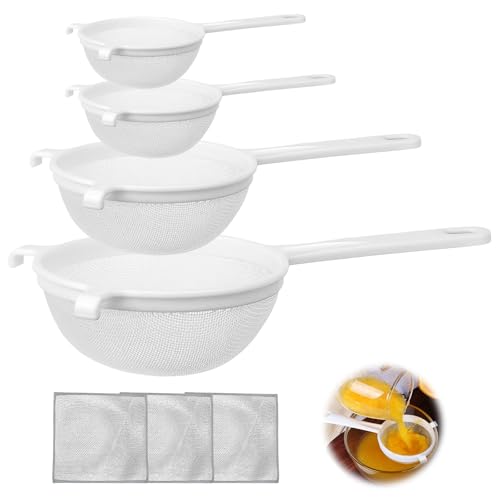 Sieb Plastik-Set 4tlg, Kunststoff-Filterset Teesieb Haushaltssieb mit Sieben in ø 8cm ø 10cm ø 14cm ø 18cm perfekt für Tee Kaffee Früchte Kefir von CLZEPHYR