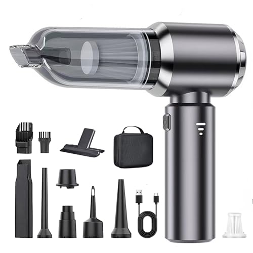 CLZFXS 3-in-1 Handstaubsauger Akku Kabellos - 18000Pa Staubgebläse Druckluft und Auto Staubsauger - Mini Autostaubsauger für Haus Küche Tierhaare (Grau) von CLZFXS