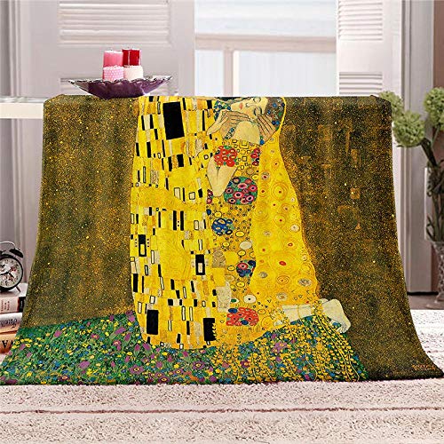 CLZHAO Kuscheldecke150x200cm Klimt Kuss Flanell Decke Flauschige Weich Warm Fleecedecke Sofadecke/Couchdecke Mikrofaserdecke Tagesdecke TV Decke Wohndecke von CLZHAO