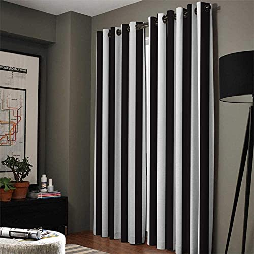 CLZLH Verdunkelungsvorhänge Vorhang Blickdicht 2Er Set 100X160Cm（B X H） 3D Musterdruck Schwarz-weiß schlicht gestreift Wohnzimmer Schlafzimmer Kinderzimmer Gardinen Mit Ösen Fenster Dekoration von CLZLH