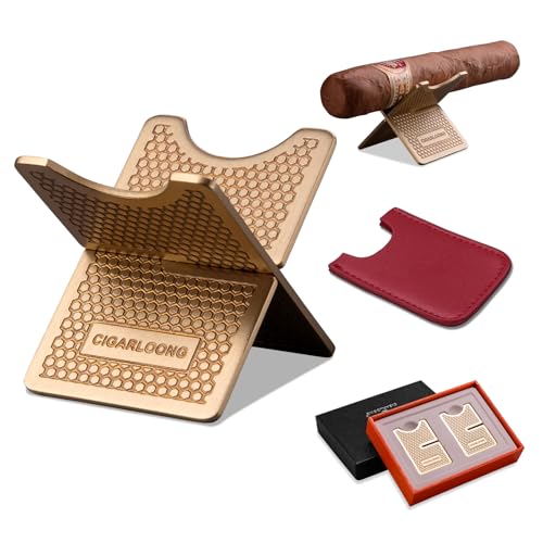 CLZOONG Zigarrenständer Kupfer Zigarrenhalter mit Exquisite geschnitzten Muster Abnehmbare tragbare Zigarrenauflage (Gold) von CLZOONG