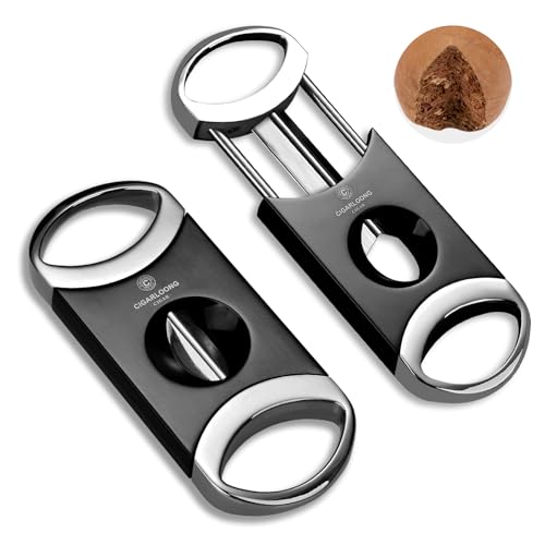 V-Cut Zigarrenschneider Edelstahl Zigarren Guillotine Schere Scharfe Klinge Tragbare Zigarren Zubehör Geschenk für Männer (silber) von CLZOONG