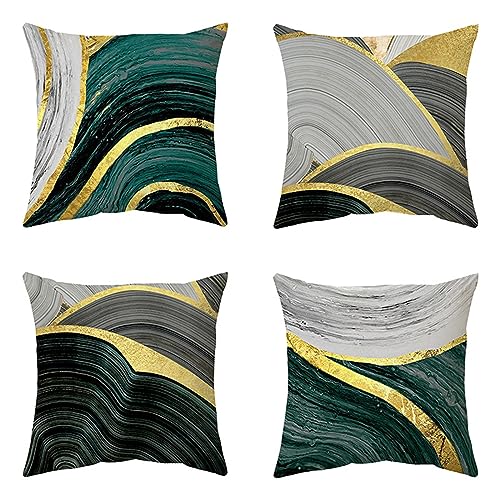 CLoxks 4er Set Kissenbezüge 55x55cm Abstrakter Marmor Samt Kissenhülle Dekokissen Zierkissenbezüge Quadratische Sofakissen Kissenbezug für Wohnzimmer Couch Bett Auto von CLoxks