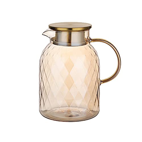 CLoxks Karaffe Glaskrug mit Deckel, Glaswasserkrug, Edelstahl Eistee-Kugel, leicht sauber hitzebeständiges Borosilikatglas for Milch Wasserflasche (Size : 1800ML) von CLoxks