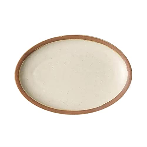 CLoxks Servierplatten Fischplatte Keramik Haushalt Gedämpfte Fischplatte Keramik Geschirr Große Ovale Teller Restaurant Küche Retro Flache Platte für Vorspeise, Abendessen und Desserts (Size : L) von CLoxks