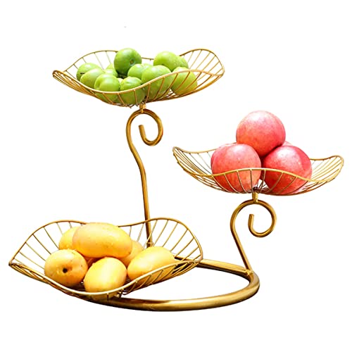 Obstkörbe Obstschale Obstkorb Obststandhalter Küche, Küchentheke Esstisch Organizer for Obst Snacks Gemüse Gemüse Obstschale (Color : Gold) von CLoxks