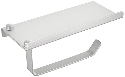 CM Bath Toilettenpapierhalter mit Halterung für Mobiltelefon oder Handtücher, Edelstahl AISI304 glänzend Anbringung, mit Kleber oder mit Schrauben, Aluminium satiniert, 180 x 95 x 80 von CM Bath