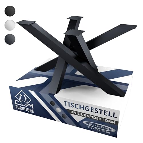 CM Furniture Tischgestell Unique Tischbeine Metall Anthrazit Spider Design Couchtisch Beine Höhe 43 cm Kreuzgestell Couchtisch Gestell Wohnzimmertisch Beine Orion Form Robuste Konstruktion für DIY von CM Furniture