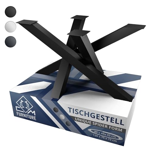 CM Furniture Tischgestell Unique Tischbeine Metall Schwarz Spider Design Couchtisch Beine Höhe 43 cm Kreuzgestell Couchtisch Gestell Wohnzimmertisch Beine Orion Form Robuste Konstruktion für DIY von CM Furniture
