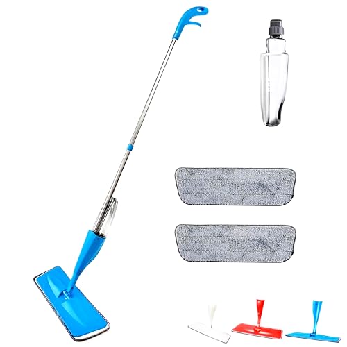 Sprühwischer – Bodenwischer mit Sprühfunktion & Nachfüllbarem Wassertank – 360° Drehbarer Wischmopp für Laminat, Fliesen & Parkett – Mit 2 Waschbaren Mikrofaserpads (Blau) von CM Lashes