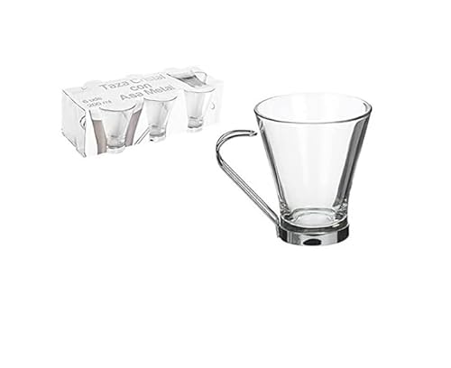 CM 156883 Tasse Glas Kaffee mit Milch, Metallgriff, 200 ml von CM