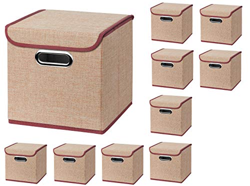 10 Stück Creme Faltbox 25 x 25 x 25 cm Aufbewahrungsbox faltbar, mit Deckel von CM3