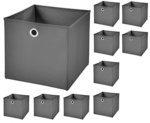 10 Stück Faltbox Dunkelgrau 28 x 28 x 28 cm Aufbewahrungsbox faltbar von CM3