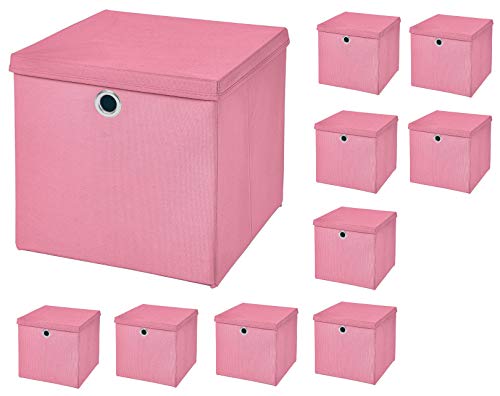 10 Stück Faltbox Rosa 28 x 28 x 28 cm Aufbewahrungsbox faltbar mit Deckel von CM3