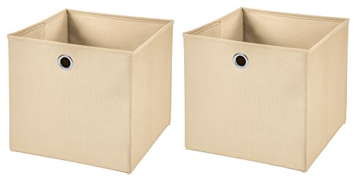 2 Stück Faltbox Creme 28 x 28 x 28 cm Aufbewahrungsbox faltbar von CM3