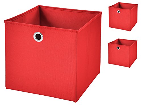 3 Stück Faltbox Rot 28 x 28 x 28 cm Aufbewahrungsbox faltbar von CM3