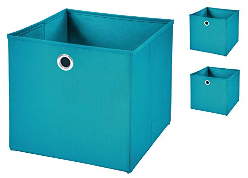 3 Stück Faltbox Türkis 28 x 28 x 28 cm Aufbewahrungsbox faltbar von CM3