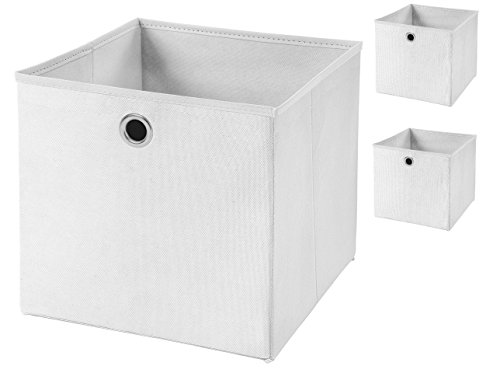 3 Stück Faltbox Weiß 28 x 28 x 28 cm Aufbewahrungsbox faltbar von CM3