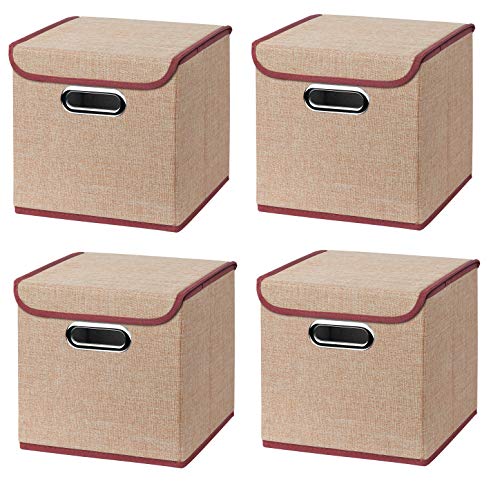 4 Stück Creme Faltbox 25 x 25 x 25 cm Aufbewahrungsbox faltbar, mit Deckel von CM3