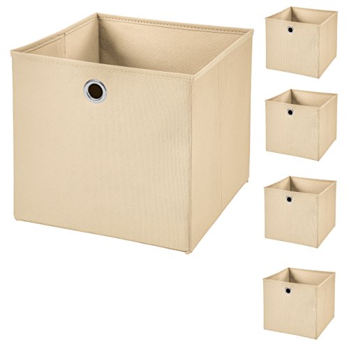 5 Stück Creme Faltbox 33 x 33 x 33 cm Aufbewahrungsbox faltbar von CM3