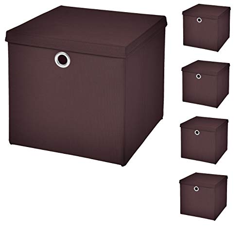 5 Stück Faltbox Braun 28 x 28 x 28 cm Aufbewahrungsbox faltbar mit Deckel von CM3