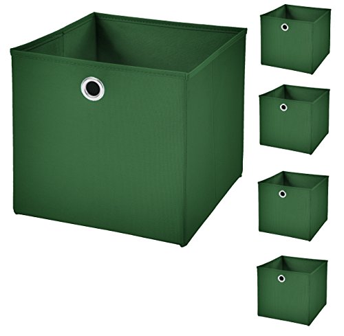 5 Stück Faltbox Dunkelgrün 28 x 28 x 28 cm Aufbewahrungsbox faltbar von CM3