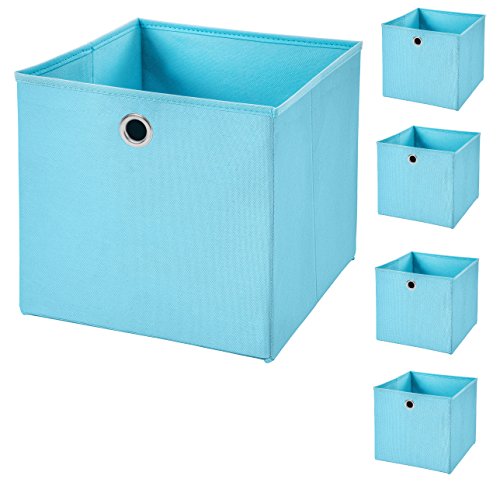 5 Stück Faltbox Hellblau 28 x 28 x 28 cm Aufbewahrungsbox faltbar von CM3