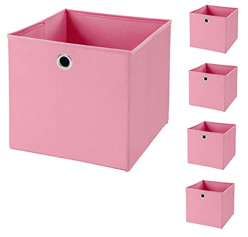 5 Stück Faltbox Rosa 28 x 28 x 28 cm Aufbewahrungsbox faltbar von CM3