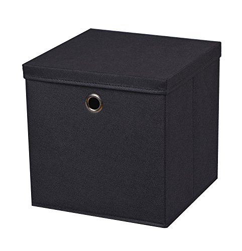 5 Stück Faltbox Schwarz 28 x 28 x 28 cm Aufbewahrungsbox faltbar mit Deckel von CM3