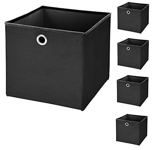 5 Stück Faltbox Schwarz 28 x 28 x 28 cm Aufbewahrungsbox faltbar von CM3