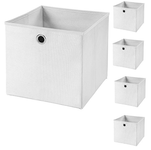 5 Stück Faltbox Weiß 28 x 28 x 28 cm Aufbewahrungsbox faltbar von CM3