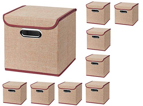 9 Stück Creme Faltbox 25 x 25 x 25 cm Aufbewahrungsbox faltbar, mit Deckel von CM3