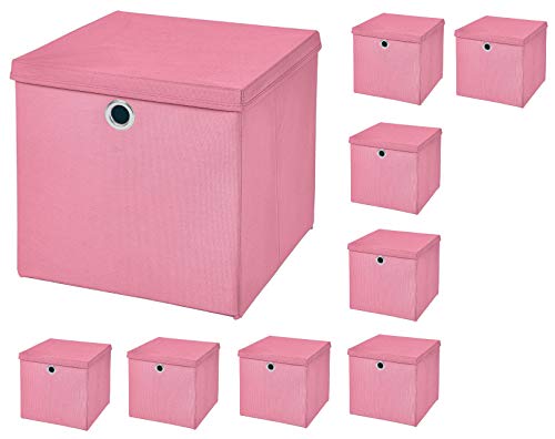 9 Stück Faltbox Rosa 28 x 28 x 28 cm Aufbewahrungsbox faltbar mit Deckel von CM3