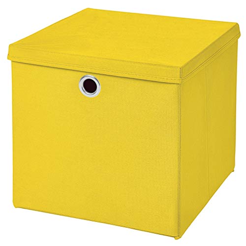 CM3 1 Stück Gelb Faltbox 28 x 28 x 28 cm Aufbewahrungsbox faltbar mit Deckel von CM3