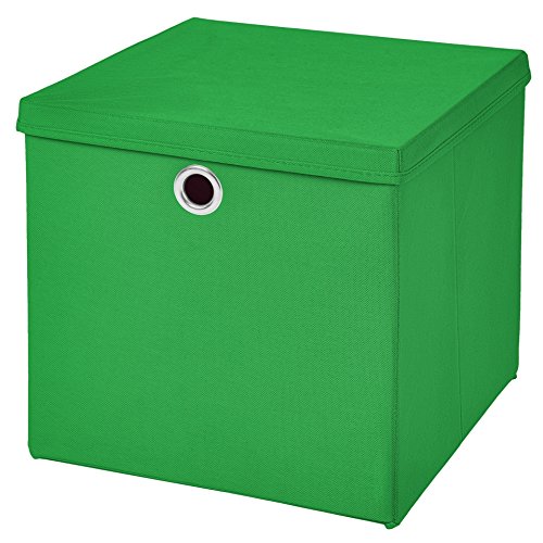 CM3 1 Stück Grün Faltbox 33 x 33 x 33 cm Aufbewahrungsbox faltbar mit Deckel von CM3