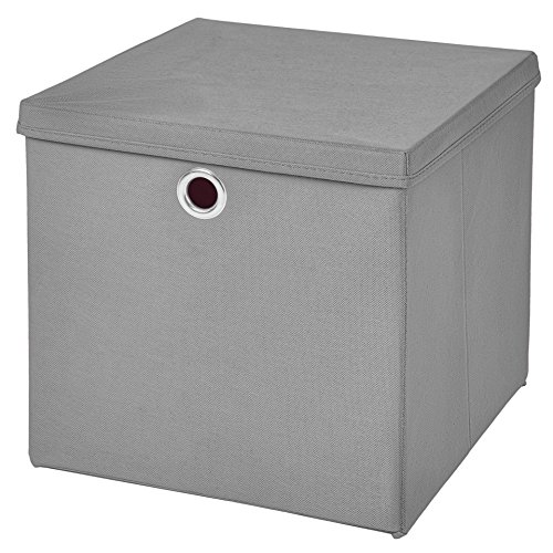 CM3 1 Stück Hellgrau Faltbox 33 x 33 x 33 cm Aufbewahrungsbox faltbar mit Deckel von CM3