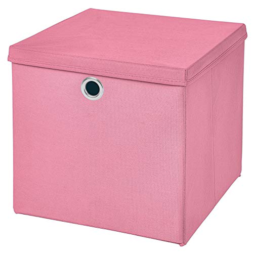 CM3 1 Stück Rosa Faltbox 32 x 32 x 32 cm Aufbewahrungsbox faltbar mit Deckel von CM3