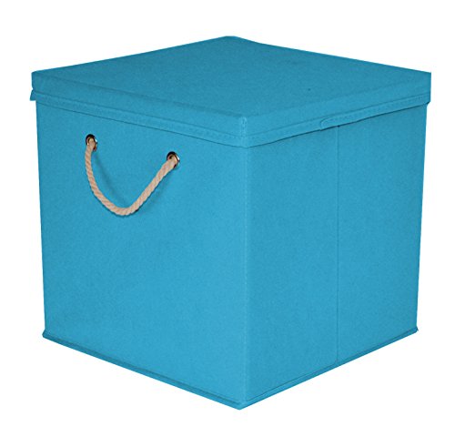 CM3 1 Stück Türkis Faltbox 30 x 30 x 30 cm Aufbewahrungsbox faltbar mit Kordel und mit Deckel von COXZD