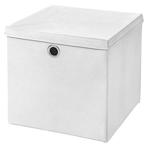 CM3 1 Stück Weiß Faltbox 32 x 32 x 32 cm Aufbewahrungsbox faltbar mit Deckel von CM3