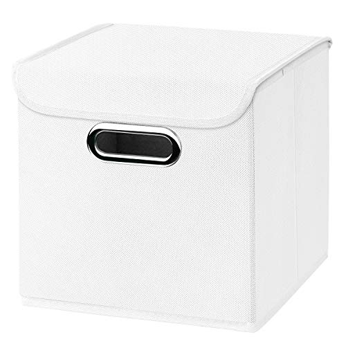 CM3 1 Stück weiß Faltbox 25 x 25 x 25 cm Aufbewahrungsbox faltbar, mit Deckel von CM3