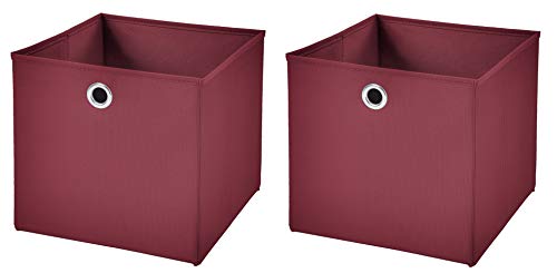 CM3 2 Stück Burgundy Faltbox 32 x 32 x 32 cm Aufbewahrungsbox faltbar von CM3