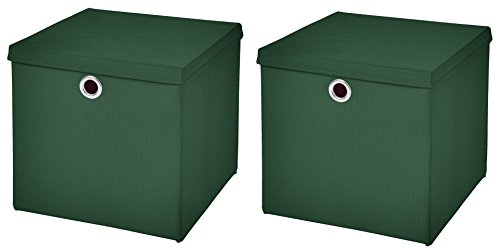CM3 2 Stück Dunkelgrün Faltbox 32 x 32 x 32 cm Aufbewahrungsbox faltbar mit Deckel CM3 2 Stück Dunkelgrün Faltbox 32 x 32 x 32 cm Aufbewahrungsbox faltbar mit Deckel von CM3
