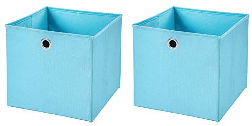 CM3 2 Stück Hellblau Faltbox 33 x 33 x 33 cm Aufbewahrungsbox faltbar von CM3