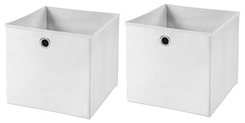 CM3 2 Stück Weiß Faltbox 32 x 32 x 32 cm Aufbewahrungsbox faltbar von CM3